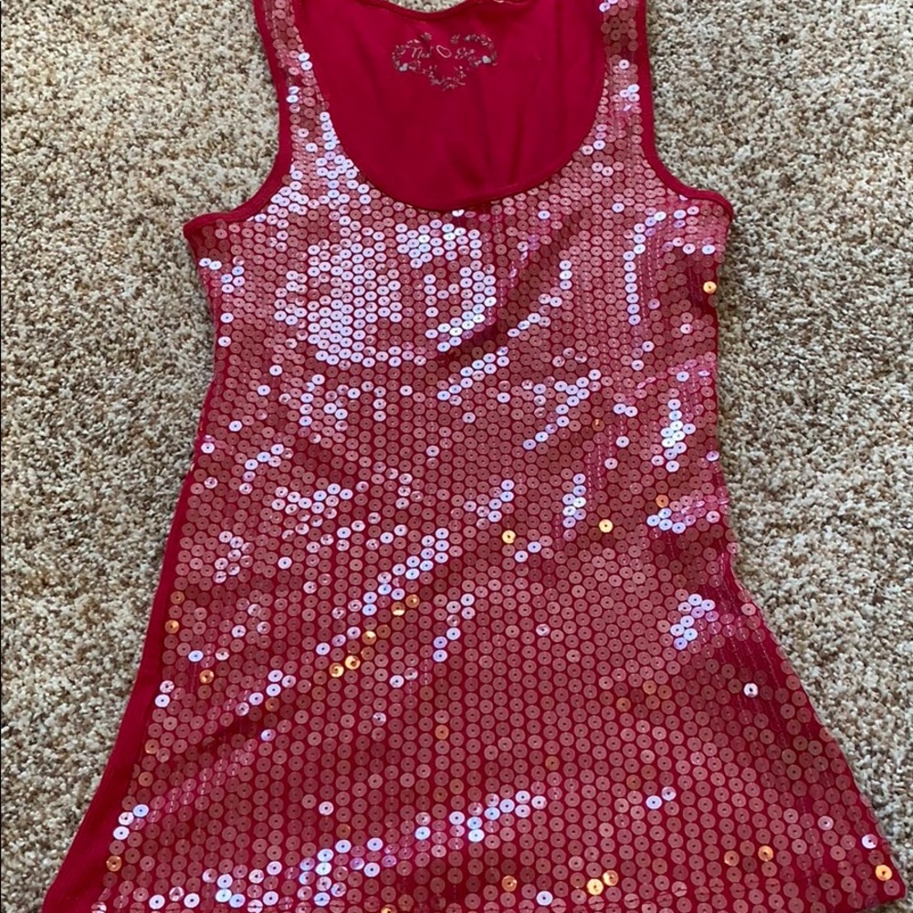 Red sequins tank top